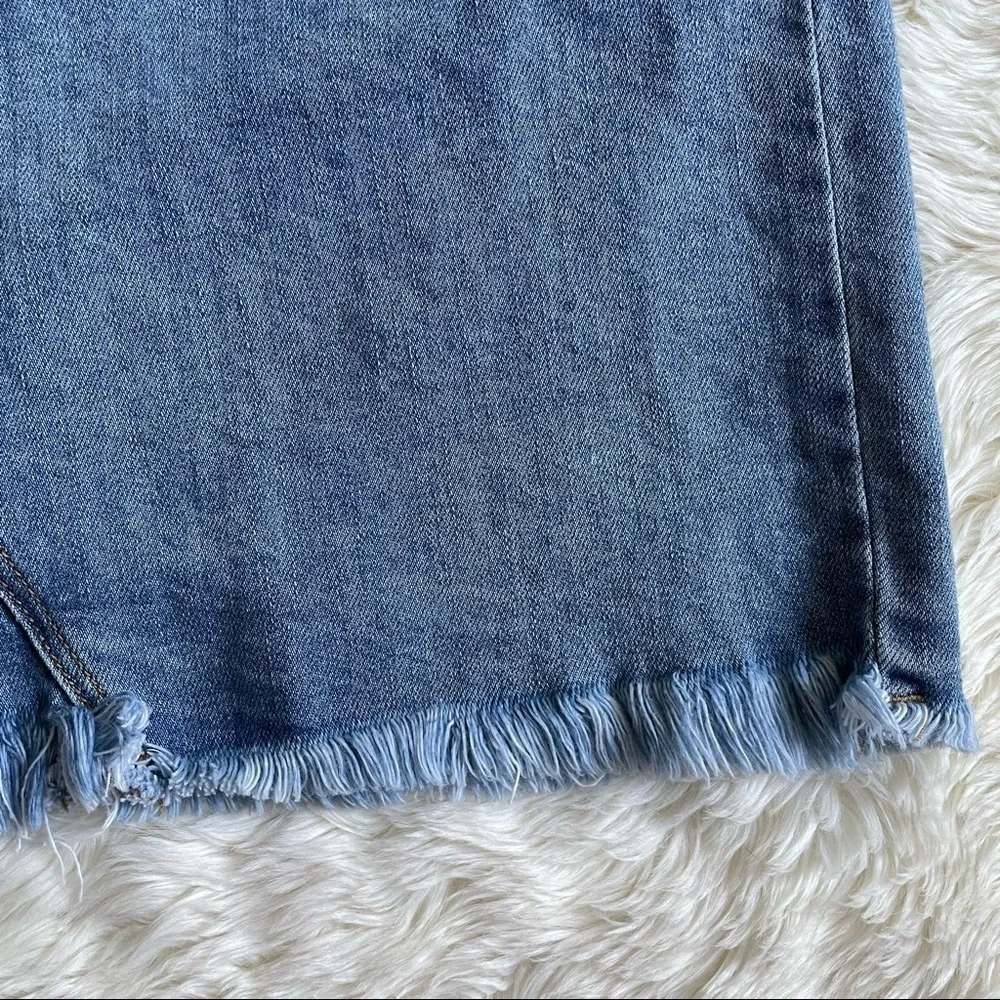AFRM Skirt Denim Distressed Raw Hem Light Wash 28
